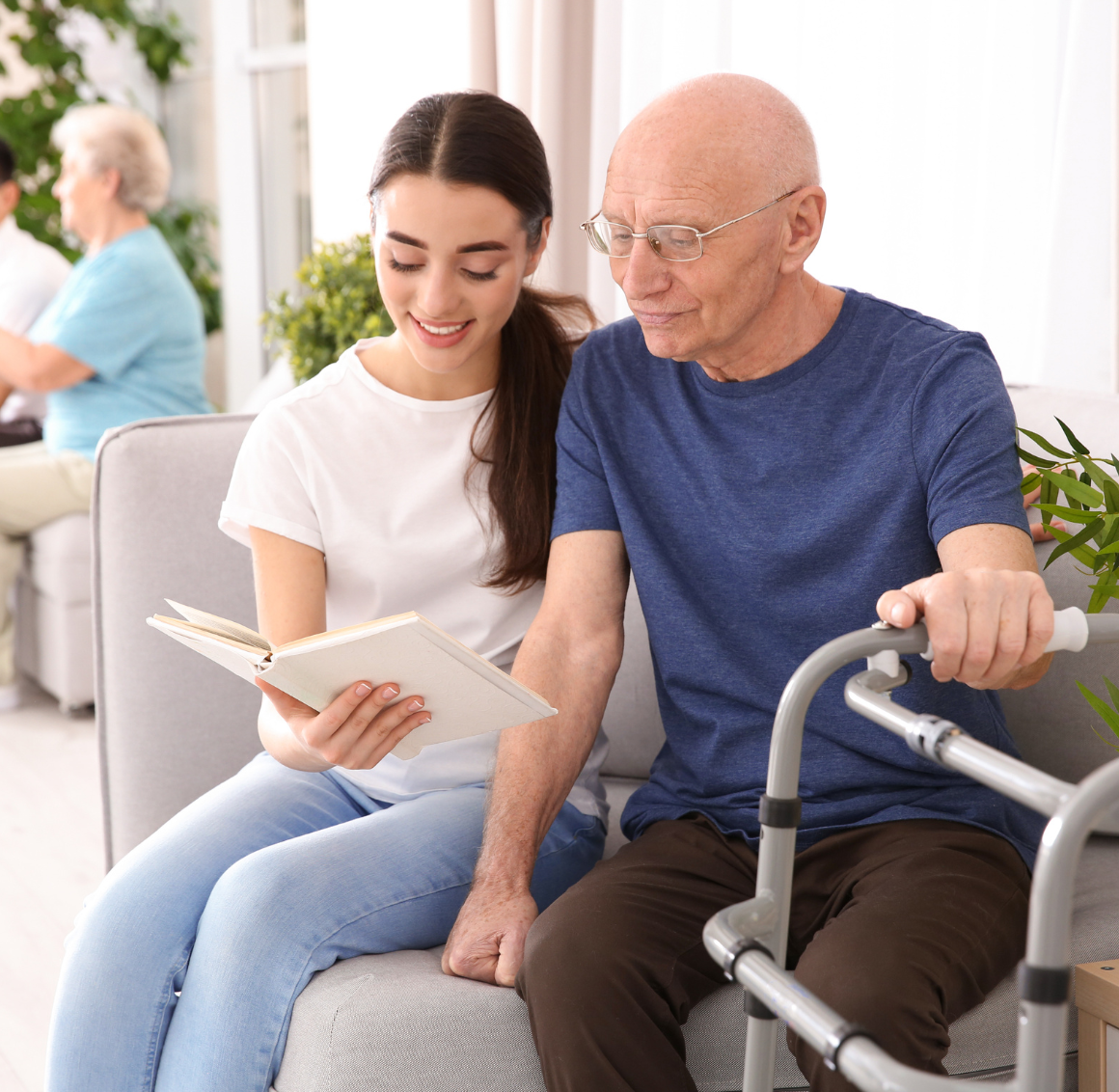 elderly man receiving care